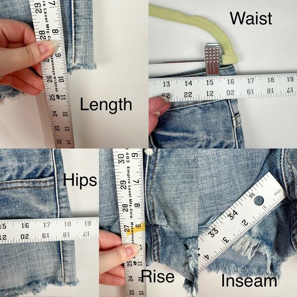 Others Follow Blue Sun Light Wash Denim Lace Up Fringe Jean Shorts Sz 7 - Picture 8 of 9